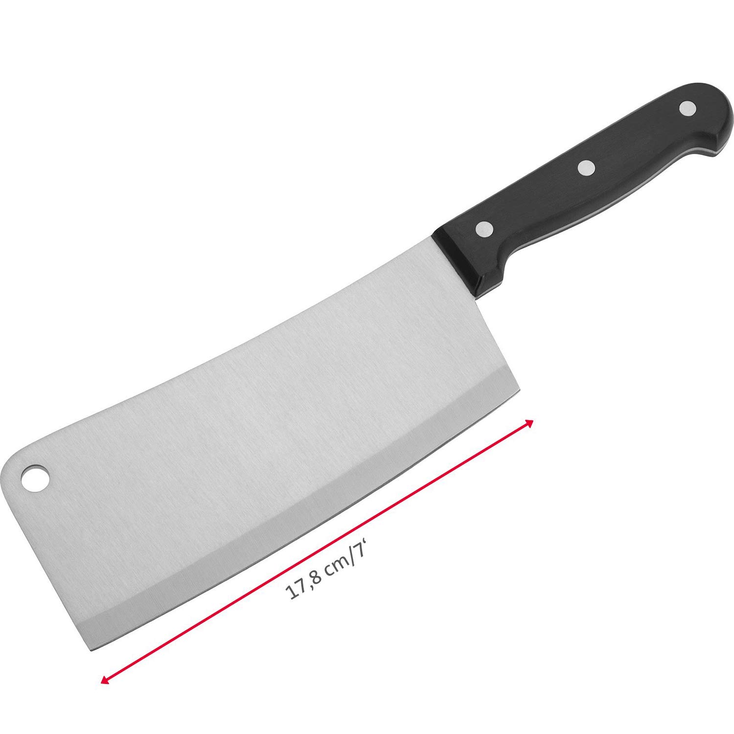 Westmark Hacha de cocina, Hoja ancha, longitud total: 30 cm, Acero inoxidable/plástico, Negro/plateado, 13582280