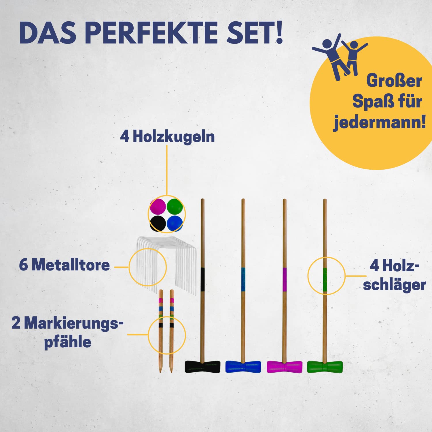 BEST SPORTING Crocket - Crocket - Croquet pour adultes et enfants - Avec raquettes, boules, buts, piquets de marquage - Jeux de plein air pour adultes - Jeux de jardin pour enfants - Kit de croquet