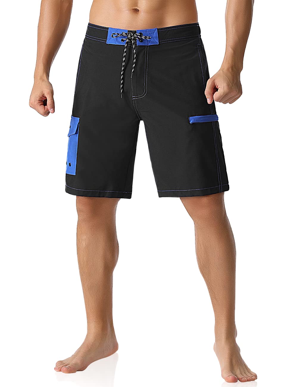 Men's Swim Trunks Multi-Pocket Quick Dry Drawstring Board Shorts-image-0