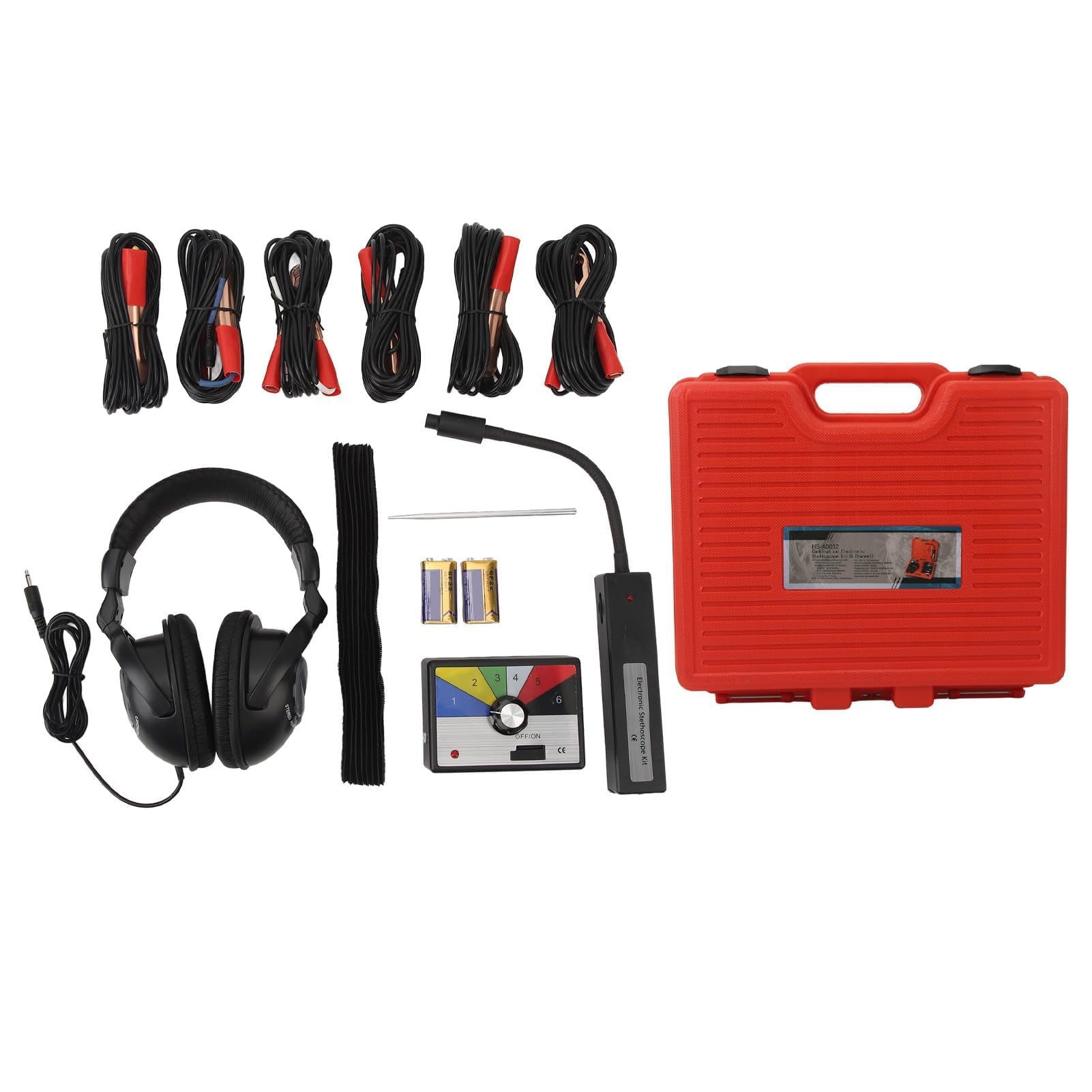 Chassis-Ohr-Auto-Diagnose-Tool-Kit, Elektronisches Stethoskop-Kit, 6 Kanäle, Hohe Empfindlichkeit, Anti-Interferenz, Genaue Motorgeräusch-Diagnose, Scope-Mechanik-Tool