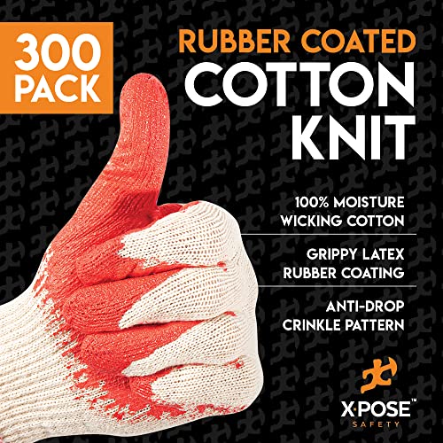 Image of Xpose Safety Red & Blue Palm Work Gloves - Latex-Coated Knit Grip Safety Gloves for Construction, Electricians, & General Use