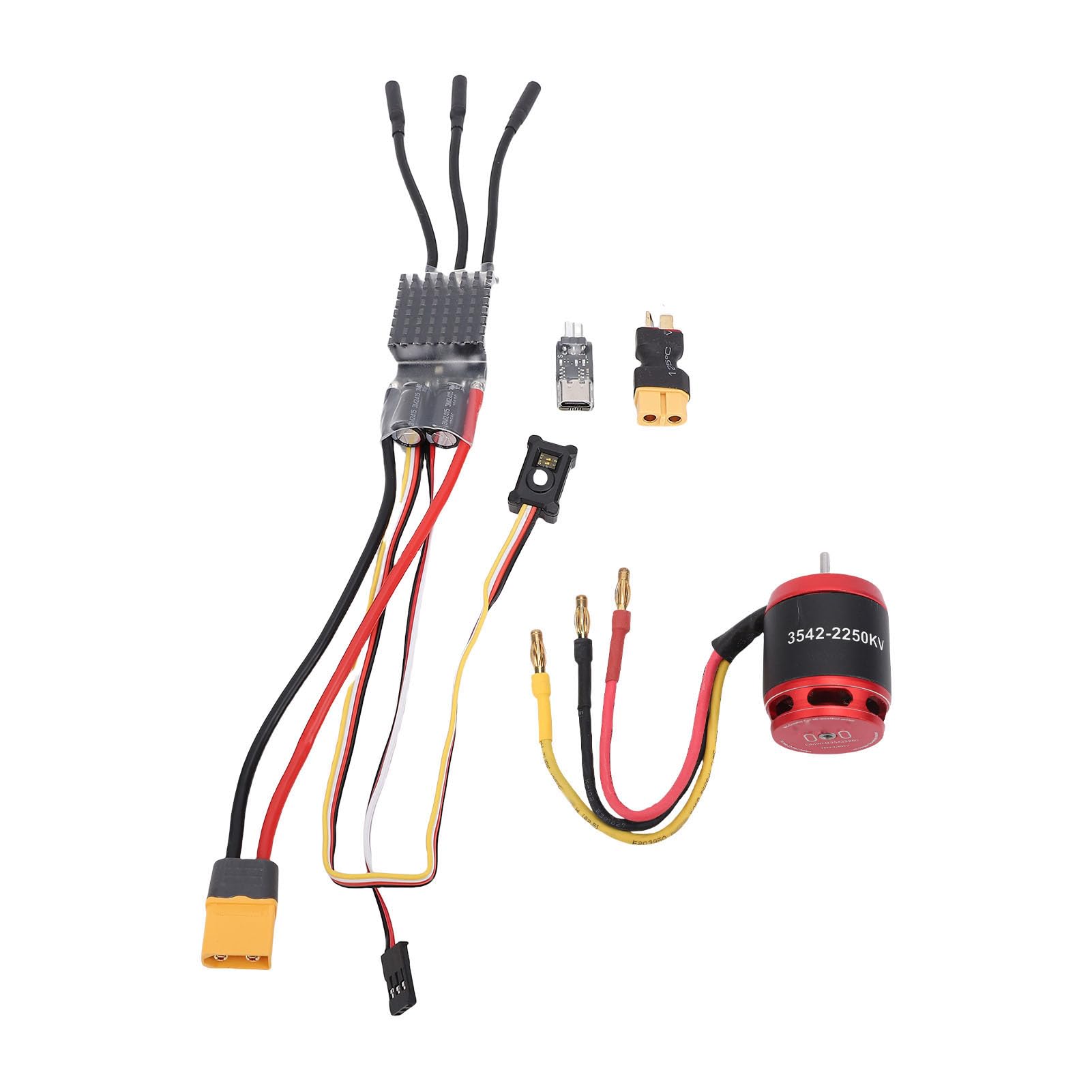 Pongnas RC-Brushless-Antriebsstrang-Kombination für Axial SCX10 – 3542-Brushless-Motor + 80-A-Regler mit Vorverdrahteten Kabeln, Programmierung und BEC – Verbessertes Crawler-Antriebssystem für /10 RC