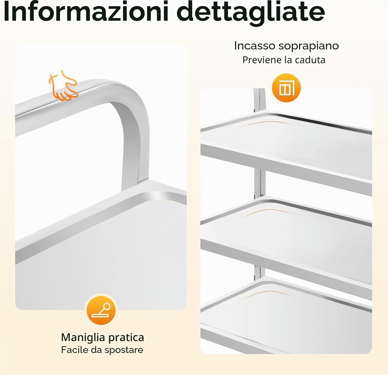 Royal Catering Carrello da servizio professionale in acciaio inox | 3 ripiani + 4 ruote con freno di stazionamento | 75 × 40 × 83,5 cm carrello da cucina per gastronomia, hotel e catering