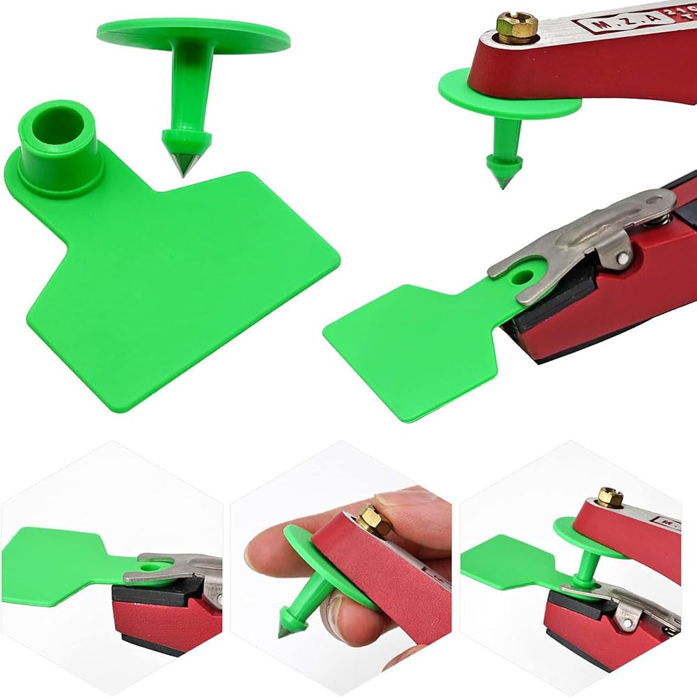 Marchi per bestiame in TPU, Confezione Da 100 Marchi Auricolari for Bestiame 6x7,5 cm Con Penna(Red,100pcs)