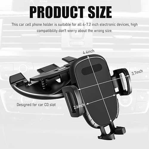 Miniatura 2 de Soporte de teléfono celular para automóvil, soporte giratorio de 360 para ranura de CD, soporte magnético o de liberación de un botón, soporte para