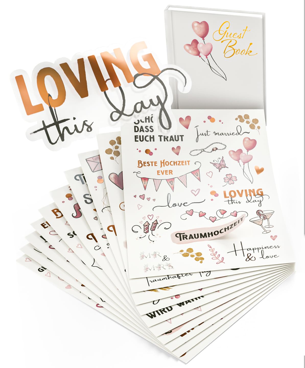 Sticker Hochzeit Gästebuch (350 Sticker) - Aufkleber Hochzeit für Gästebuch und Fotoalbum - Hochzeit Sticker Liebe für Gästebuch Deko