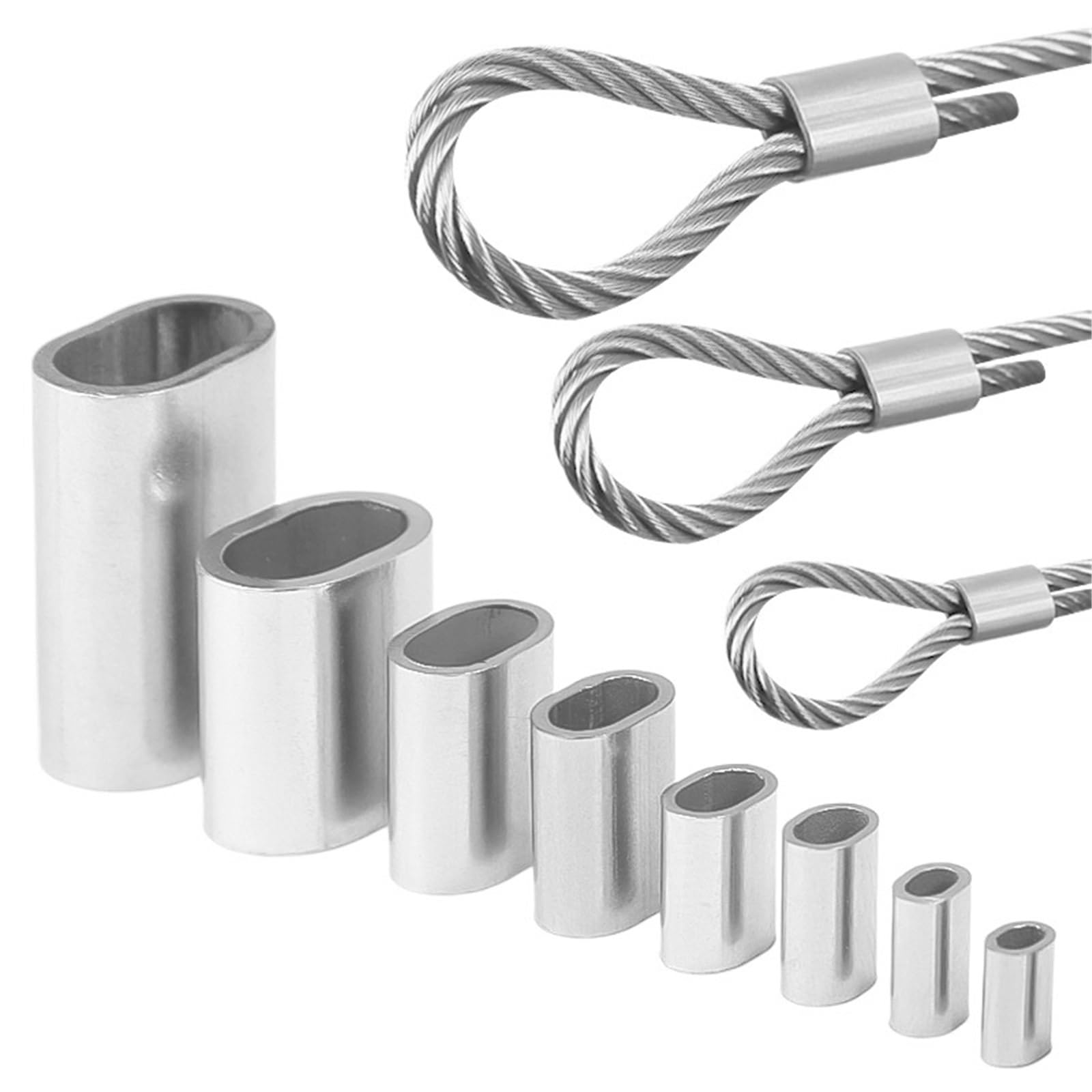 Morsetti Per Filo Stendibiancheria Corda circolare M0.8-M5 dei morsetti for cavi dell'acciaio inossidabile 50-100PCS, hardware di piegatura del doppio foro(5mm-100PCS)
