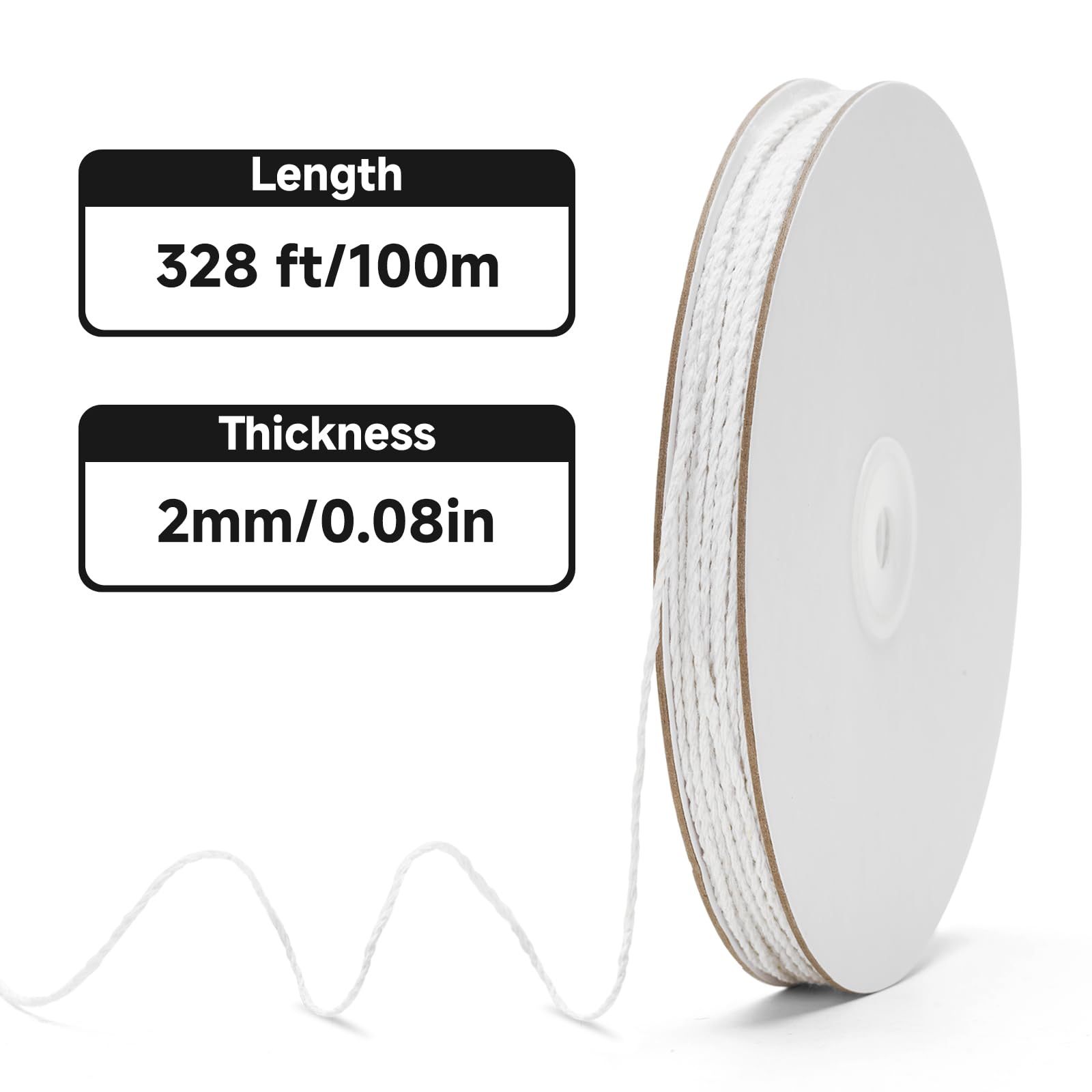 KINGLAKE 2mm White Cotton String – 100m Food Safe Butcher's Twine For Cooking, Baking, Crafts & Gift Wrapping-1129161