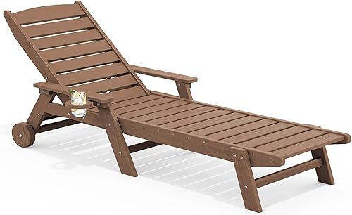 Miniatura 10 de SERWALL Juego de 2 Sillas Tumbonas para Patio, 78'' de Largo, 5 Posiciones Ajustables, HDPE, Tumbona para Exteriores para Piscina, Silla de Salón