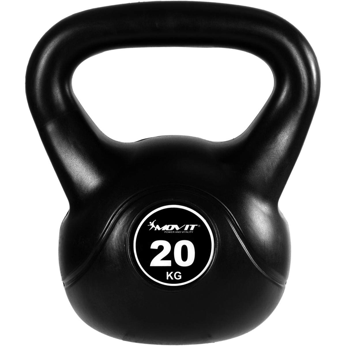 MOVIT Kettlebell - Peso a Scelta da 1 kg a 20 kg, Rivestimento in Plastica, Anti Sfregamento, Ergonomico - Campana Bollitore Palestra, Fitness, Manubri con Maniglia, Ginnastica, Allenamento