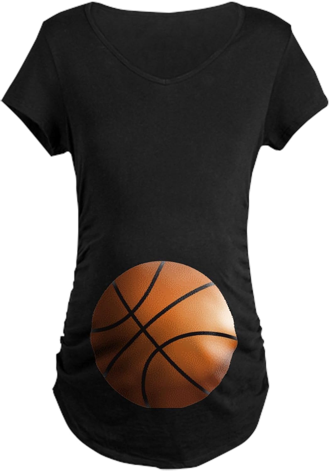 CafePress Basketball Belly Maternity Dark T Shirt Women's Maternity Ruched Side T-Shirt