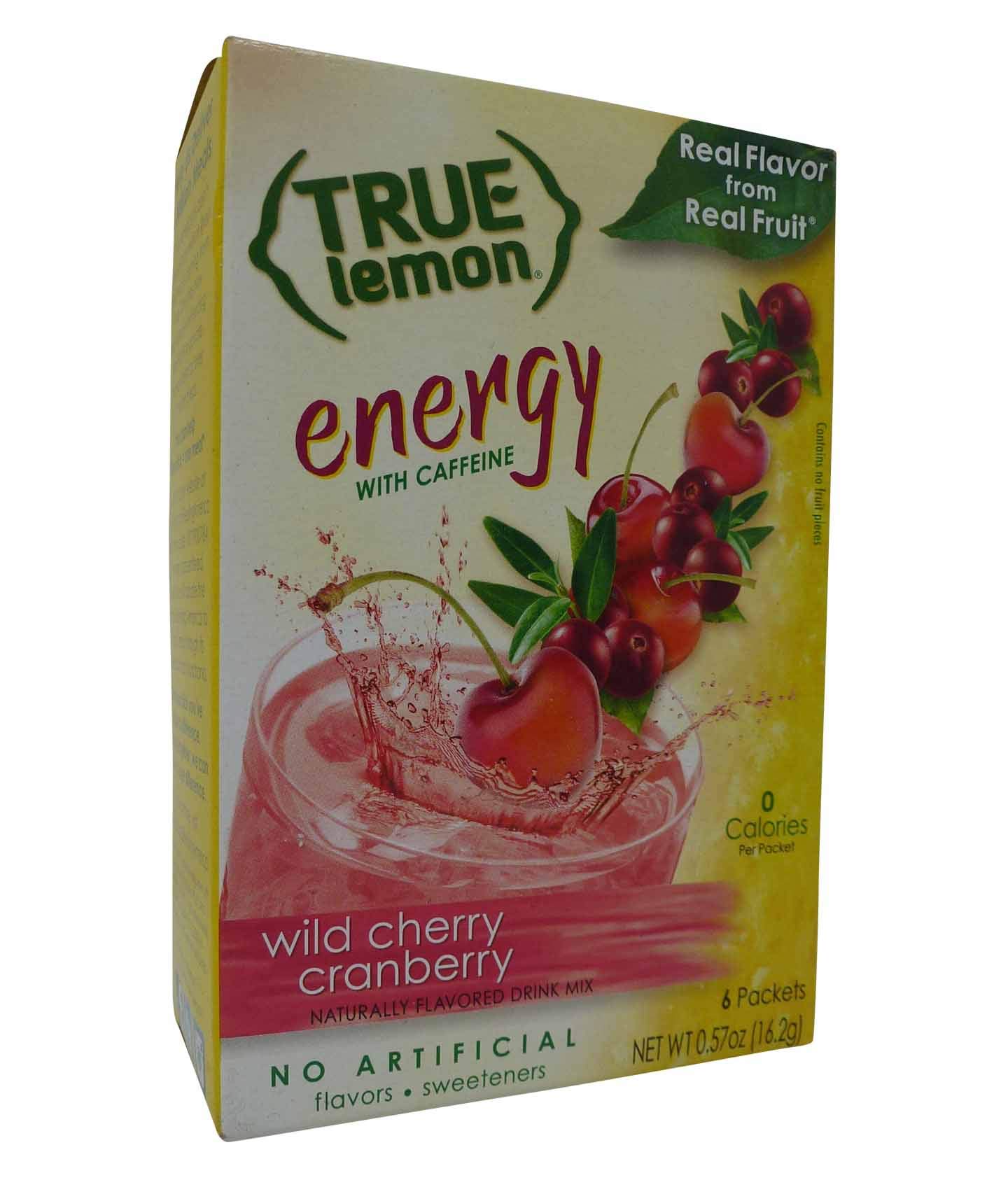 True Lemon (Energy Drinks) Wild Cherry Cranberry 4 Boxes, 24ct instant powdered drink mix packets, by True Citrus