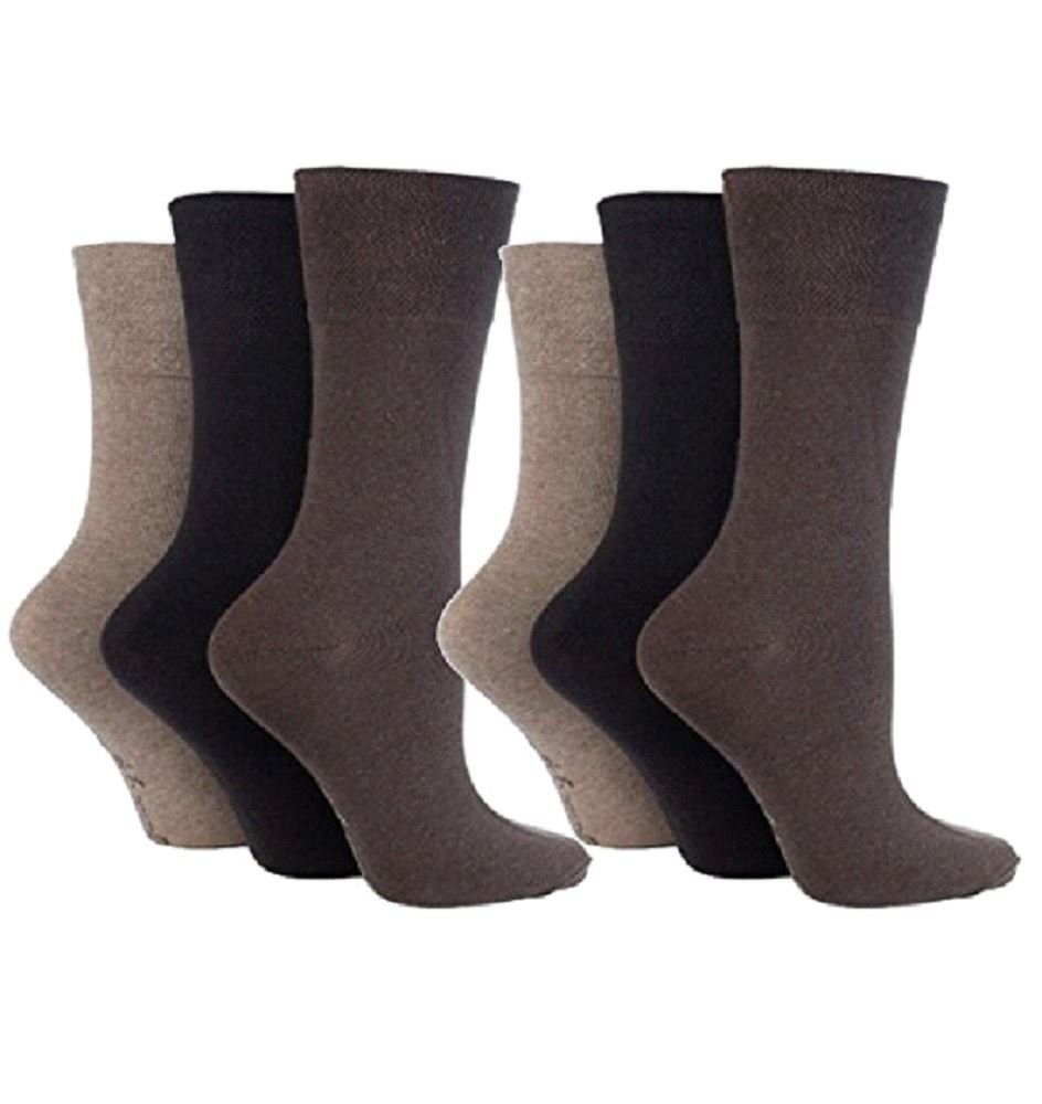 Sockshop Unisex 6 Pairs Browns 6 Pairs Ladies Non Elastic 4-8 Cotton Socks Black
