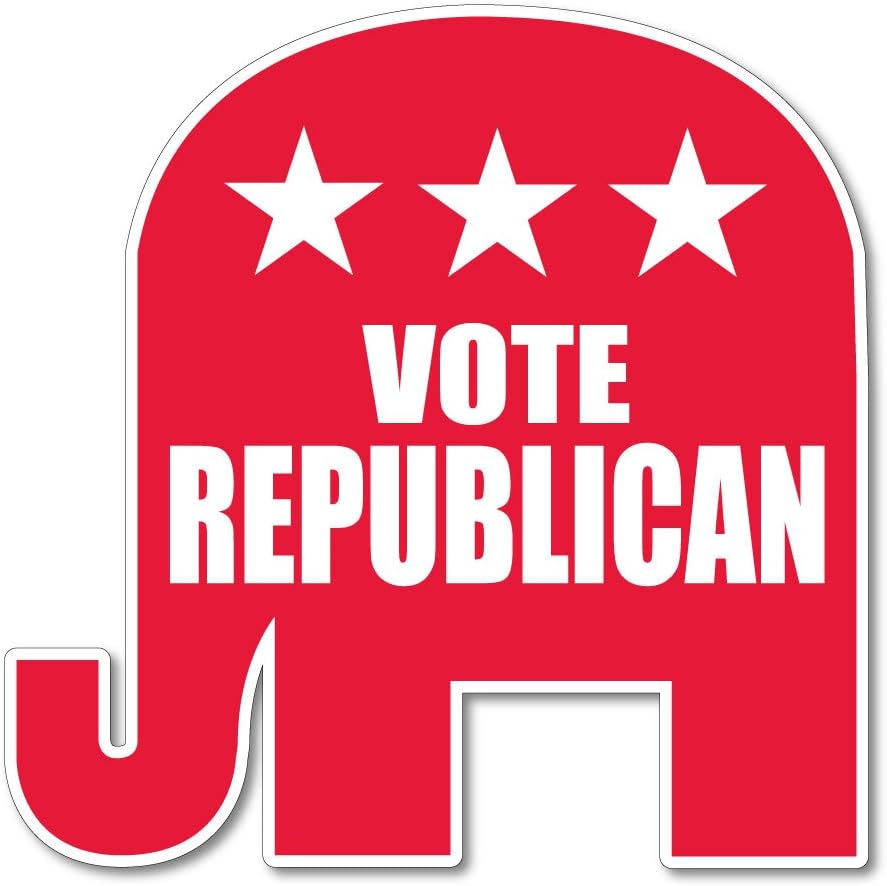 VictoryStore Vote Republican Elephant Shaped Yard Sign with 2 Stakes - Political Yard Sign - 22" X 19" Red Plastic Rectangular Sign with Stake Mount