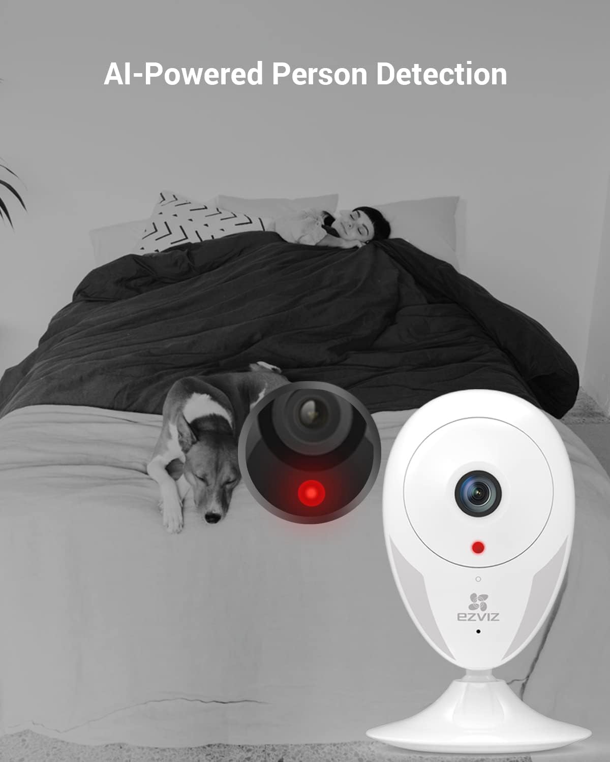 EZVIZ Indoor Security Camera 1080P, Motion Alert, Night Vision, Baby/Pet/Elder Monitoring, 135° Wide Angle, 2-Way Audio, Works with Alexa Google (CTQ2C-WH)
