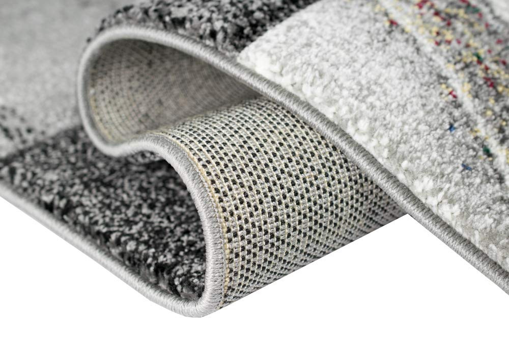 CARPETIA Nowoczesny dywan do salonu, karo, szary, żółty, złoty, rozmiar 160 x 230 cm