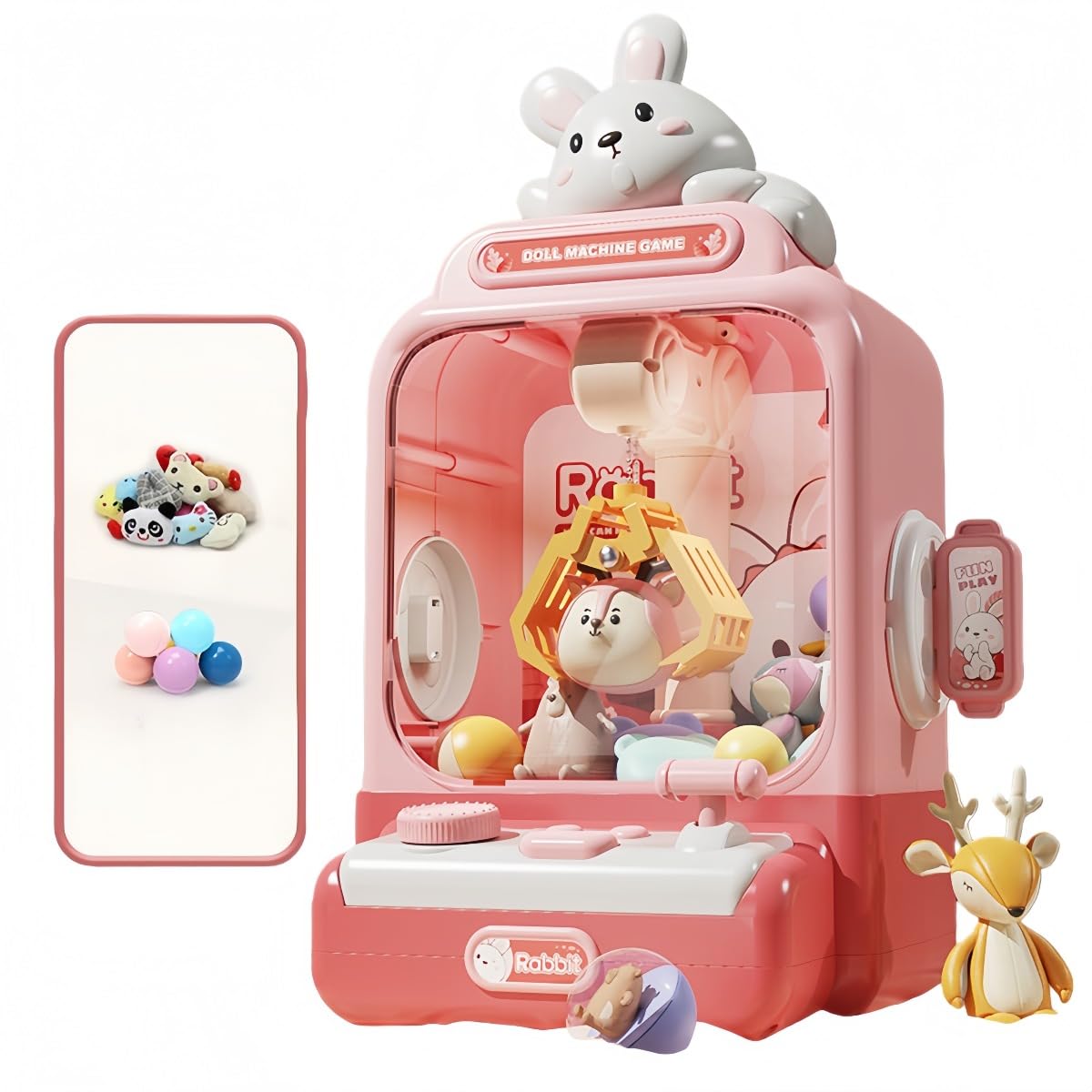 KUBERAS Mini Crane Game Machine Set of 42 Plush Toys Gachapon Kids Toy