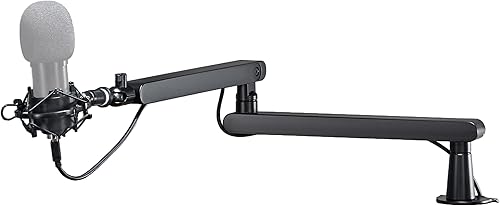 HumanCentric Brazo de micrófono de perfil bajo, brazo de micrófono ajustable, soporte de escritorio ideal para oficina en casa, podcasts,