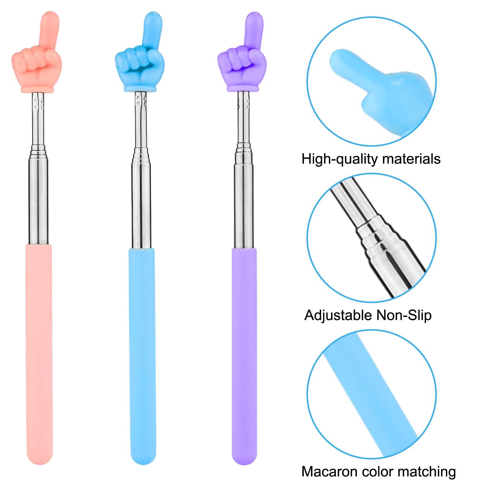 3pcs Teachers Finger Pointer Sticks, Telescopic Preschool Teachers Hand Pointer for Classroom Presentation Whiteboard Extendable Pointing Stick for Teachers Speakers (Blue, Pink, Purple) - Image 4