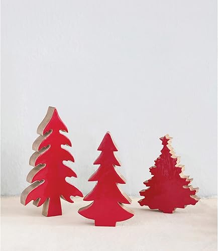 Miniatura 2 de Creative Co-Op Árbol de Navidad de madera de mango esmaltado, rojo