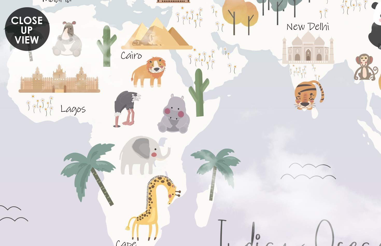 Buy Murwall Kids Wallpaper Map Wallpaper for Girls Pink World Map