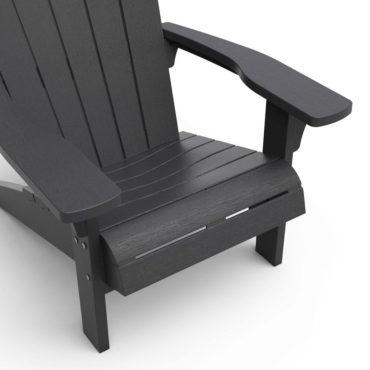 Keter Gartenlounge-Set - 2X Troy Adirondack Gartenstuhl mit Luzon Beistelltisch, Wetterfest, Holzoptik, Graphit, 85x80x96,5cm