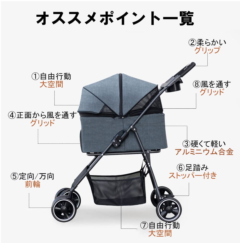Amazon.co.jp: ペットカート 分離型 折りたたみ ペットカート 多頭