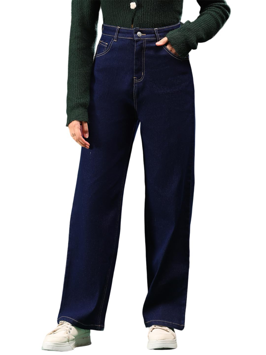 Women's High-Waisted Comfortable Light Blue || Black || Grey Flared Jeans for Women || Casual and Chic-image-34
