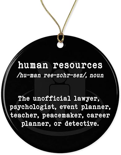 Adorno navideño divertido impreso en un lado de la definición de recursos humanos