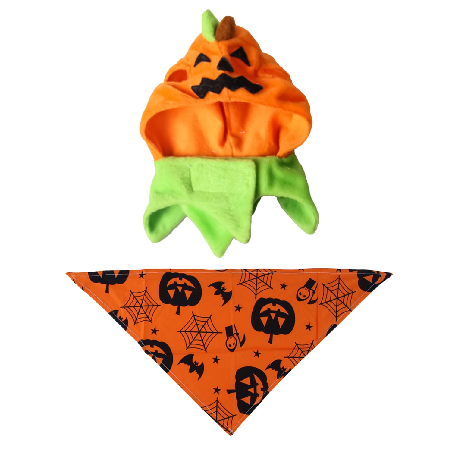 Bohue 2pcs Halloween Pumpkin Cat Hat Dog Bandanas Pet Pumpkin Headdress Halloween Supplies Party Accessories for Cats Dogs