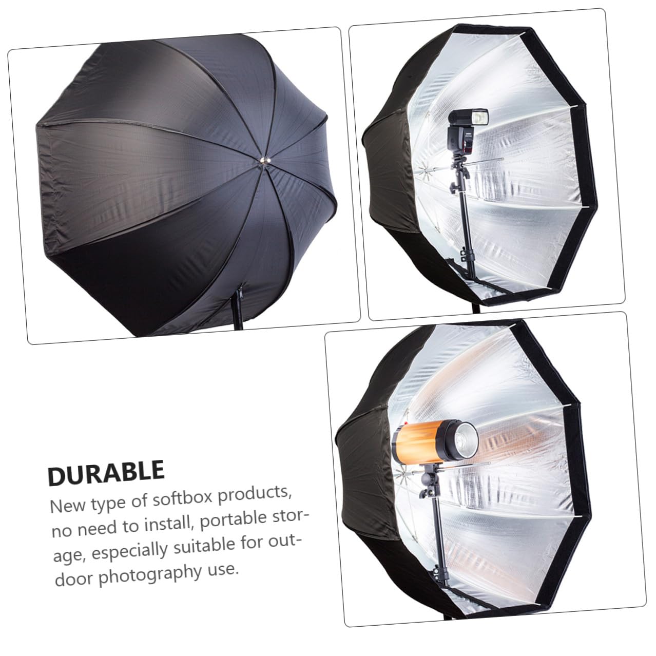 Softbox per Flash, Ombrello Softbox Fotografico Ottagonale in Nailon, Portatile, Argento, per Flash Off-camera e Piccole Luci Video, Fotografia Outdoor, Appassionati di Fotografia