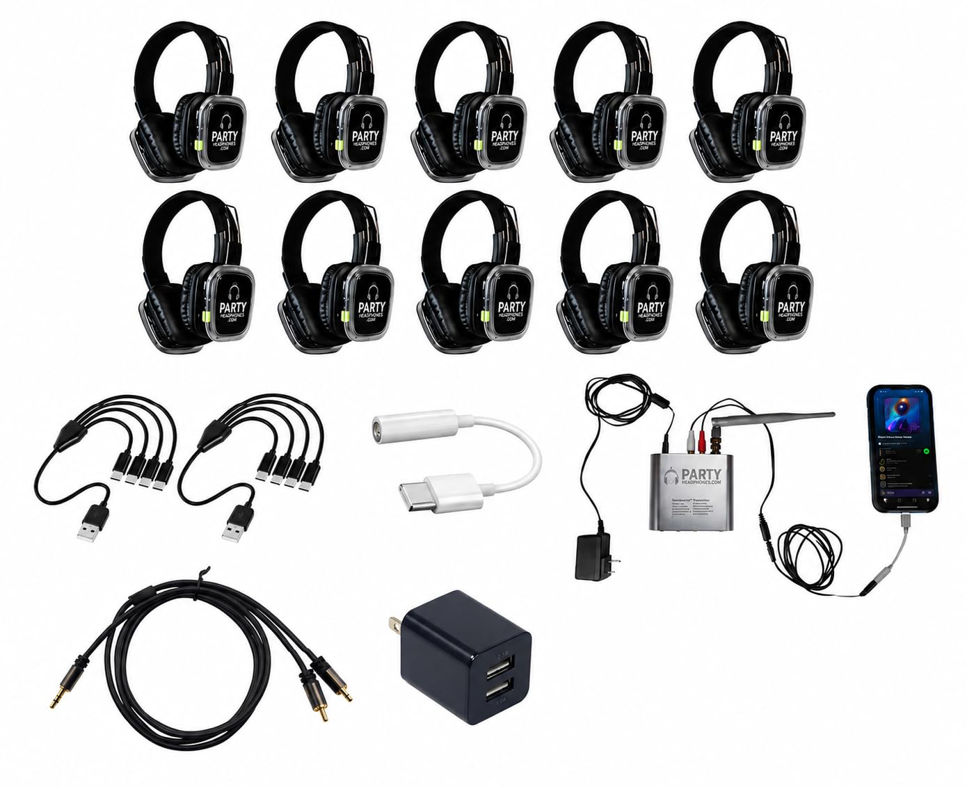 Amazon.com: Silent Disco Party Headphones Bundle – 10 Wireless PA2
