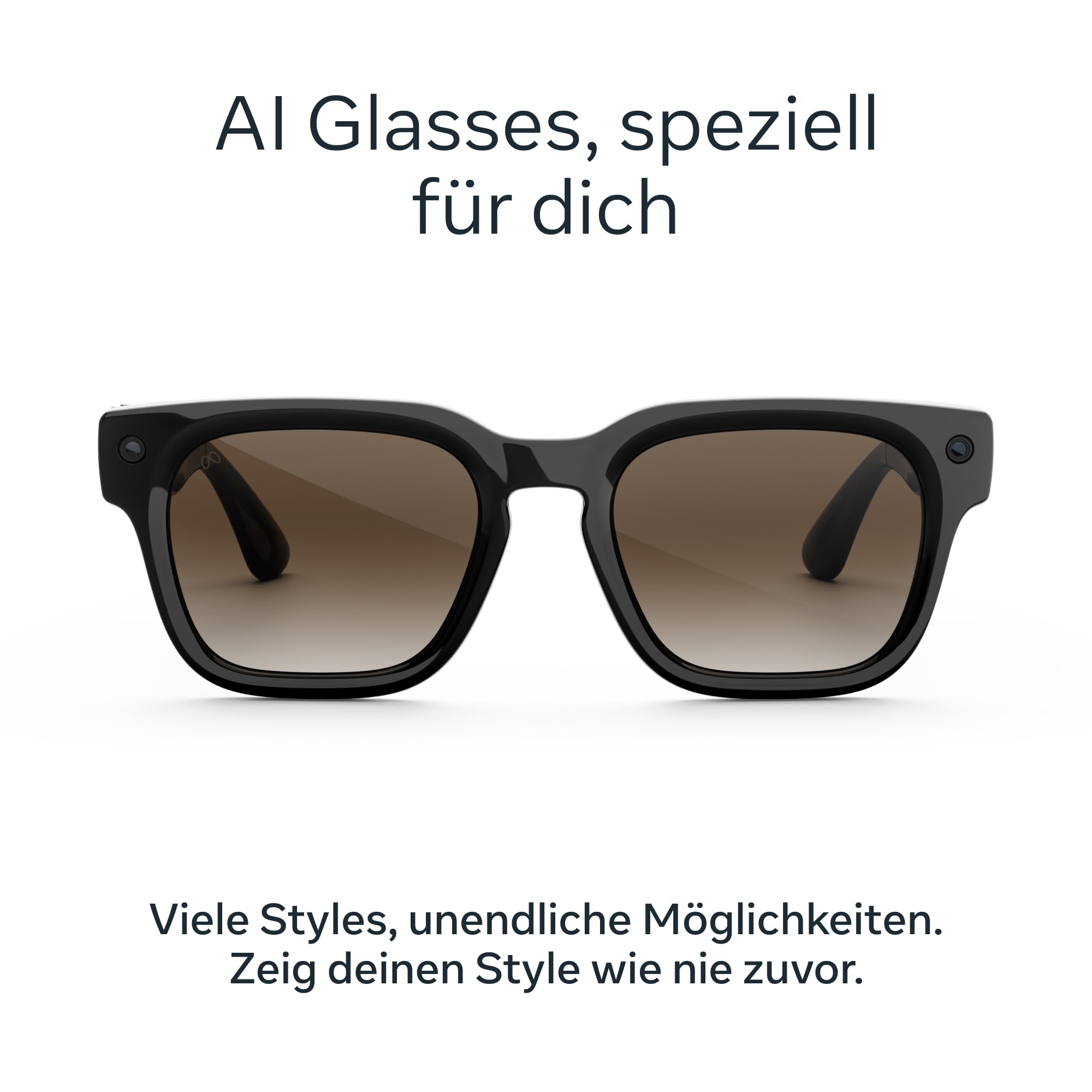 Meta Fury, Klassisches Schwarz | Unisex-AI Glasses – Meta AI, 12-MP-Kamera, Live-Übersetzung – 3K-HD-Auflösung – Über 8 Stunden Akkulaufzeit – Gläser: Braun mit Farbverlauf