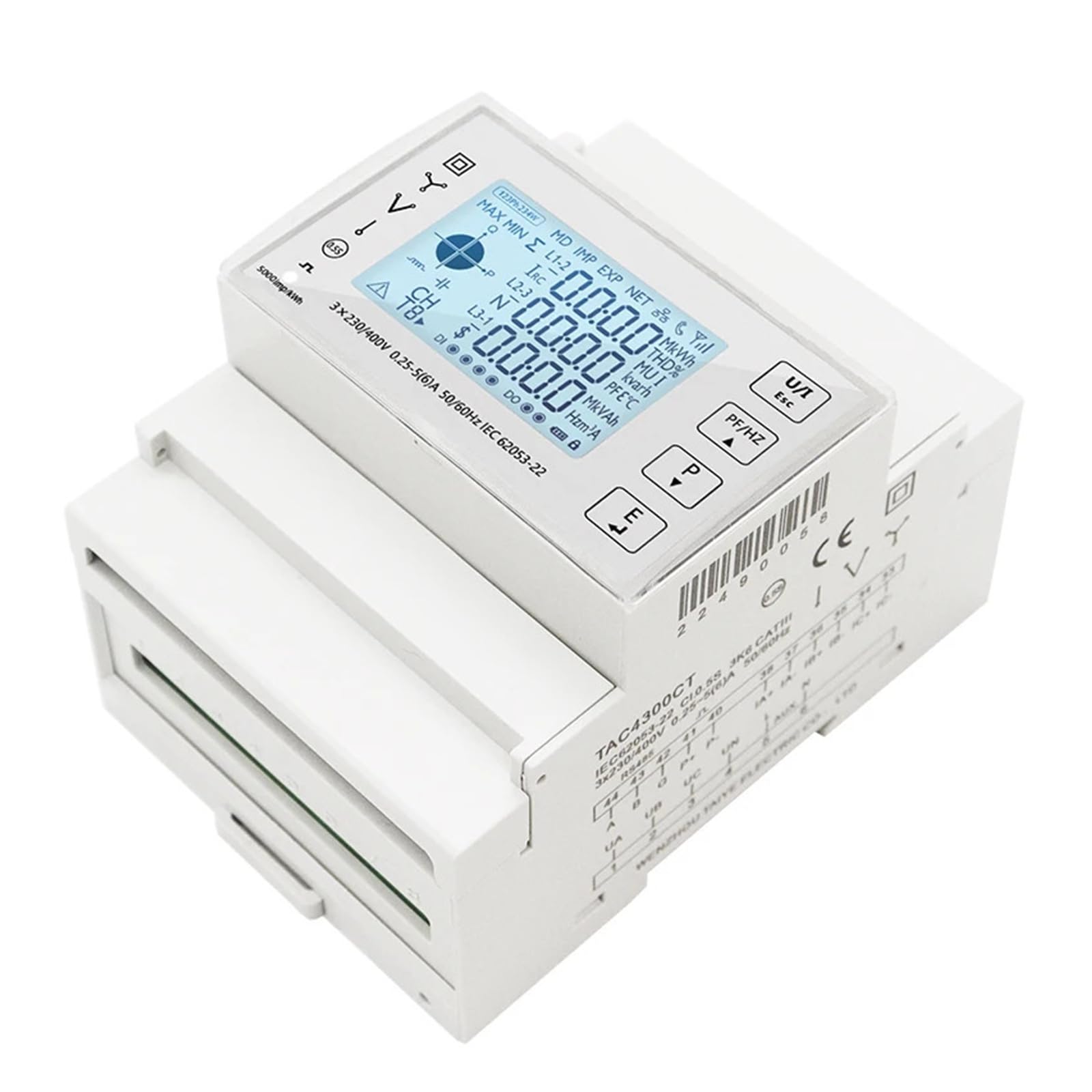 Licznik energii elektrycznej Trójfazowy monitor energii na szynie DIN, miernik mocy, kWh, amperomierz z 3 szt. RS485 Modbus 50/100/15/200CT 230VAC (miernik 3 szt. 150 A CT)