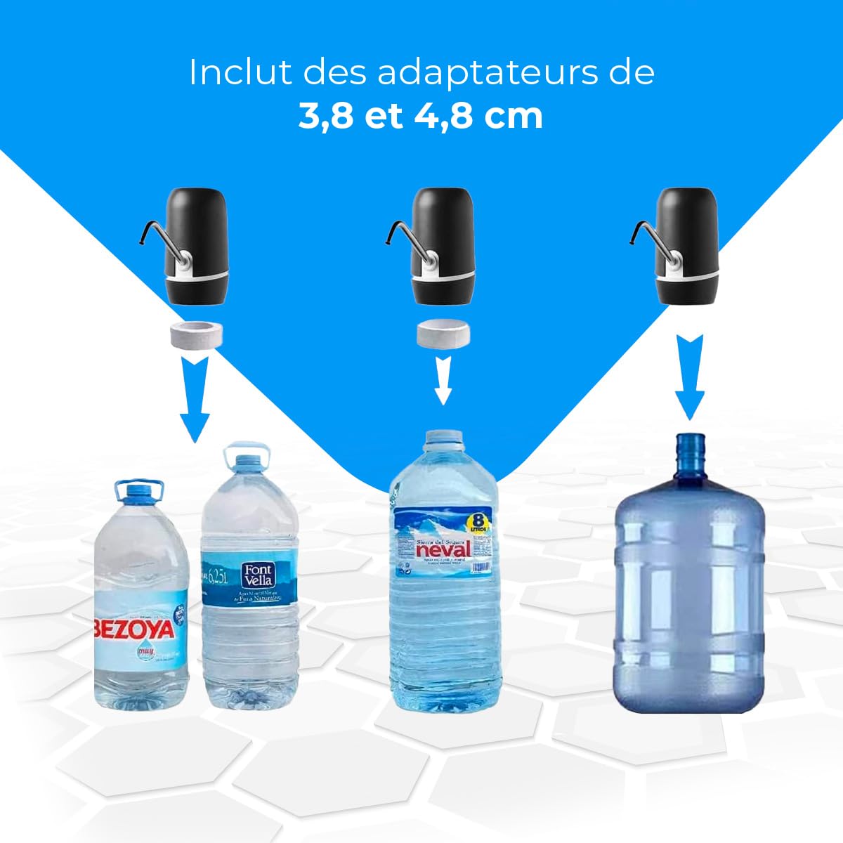 Distributeur d'eau en Bouteille Automatique USB, Acier, sans BPA, Eau Froide, 1200mAh, 1.5-18.9L, Noir