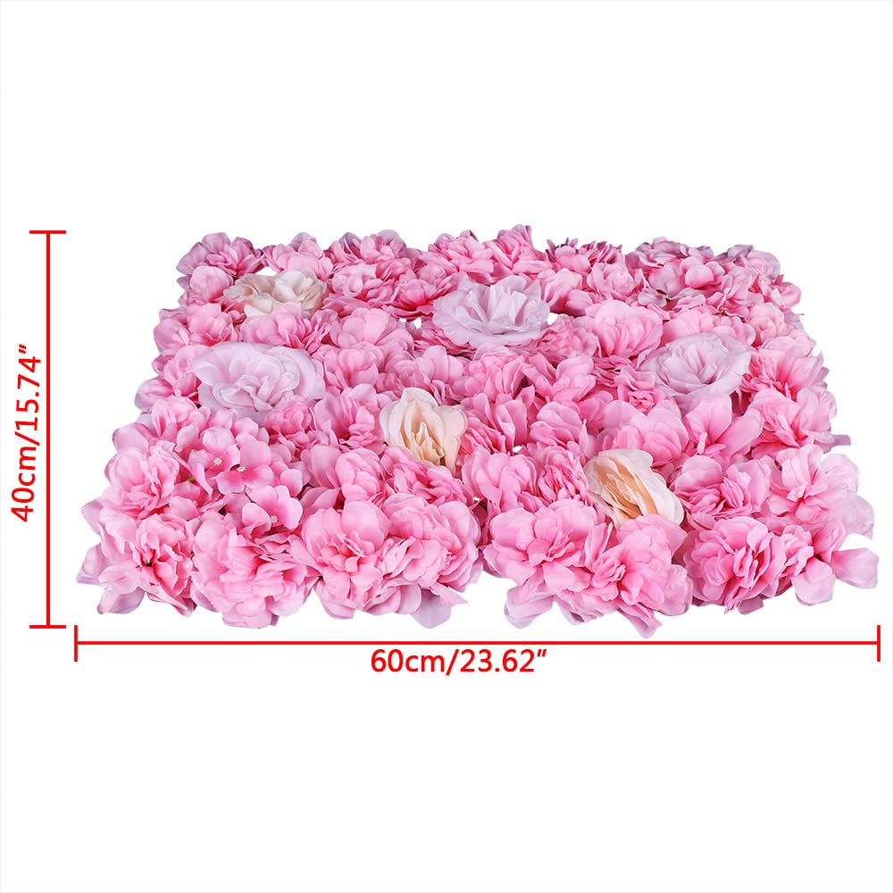 Künstliche Seidenblumen Wandpaneele für Balkon Garten Hochzeit Deko Pink 12 Stück 60x40cm