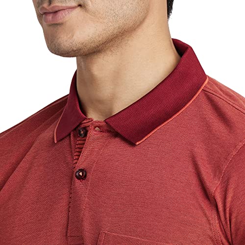 Image of Raymond Men's Pure Cotton Jacquard Pattern Contemporary Fit Polo Collar Polo Neck Half Sleeve Casual T-Shirt