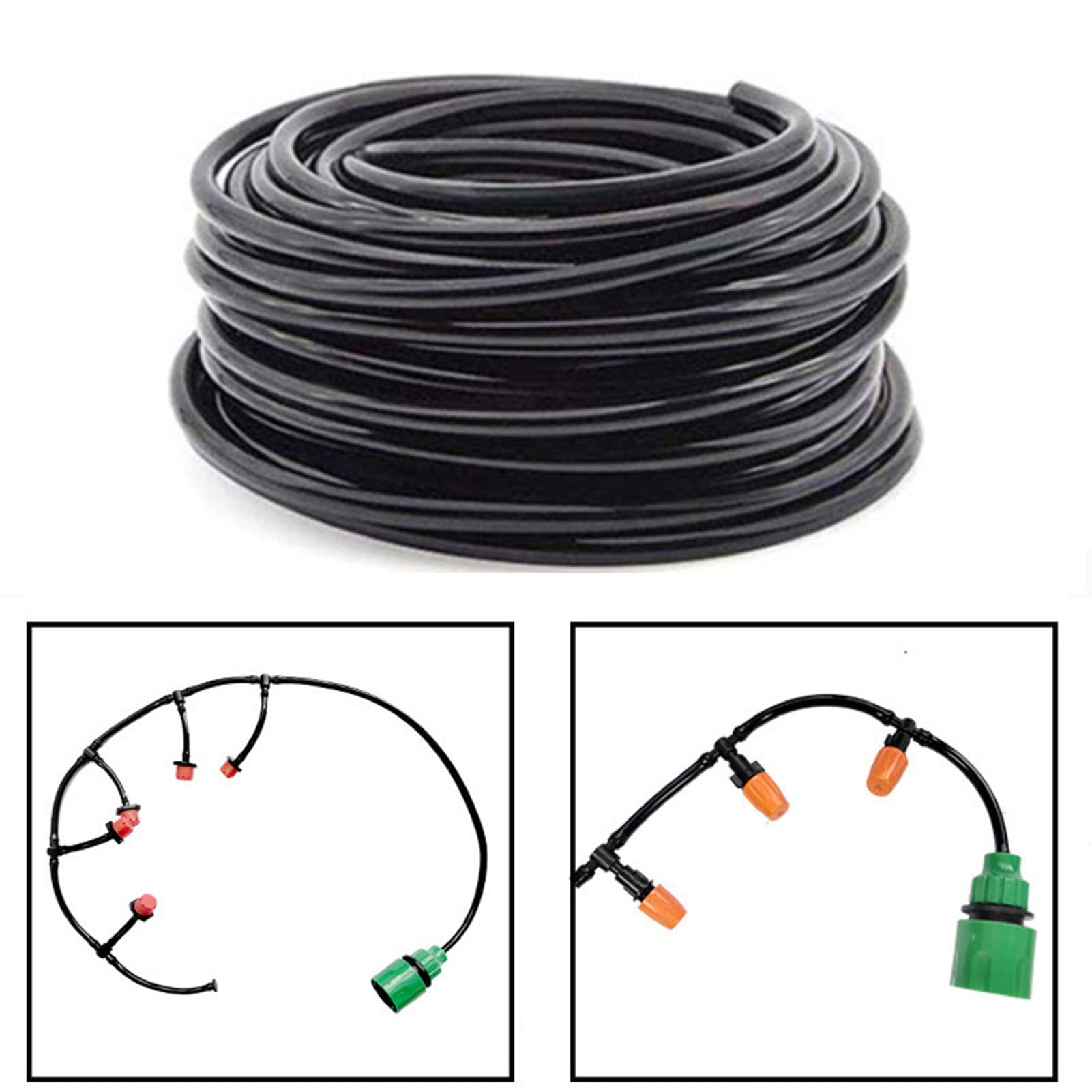 Cocoarm di Irrigazione a Goccia da Giardino PVC PP POM Kit di Irrigazione a Goccia Automatica con Ugelli Nebulizzati Regolabili Tubo Addensato per Serra da Giardino Patio Piante in Vaso (20 m/787,4