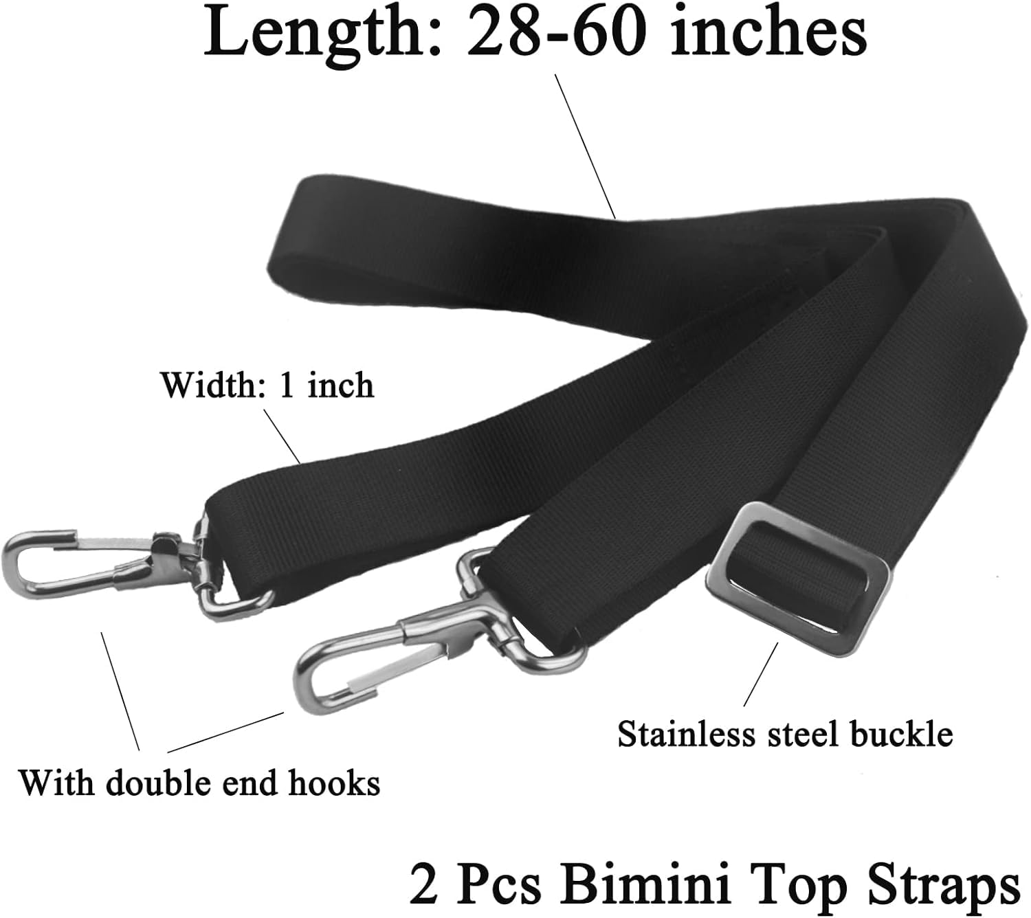 2 Pezzi Nero Cinghie per Tendalino Barca, Regolabili Cinghie Bimini, Cinghia per Tendalino Barca, Cinghie con Tiraggio per Tendalino Barca, Cinghia Tendalino per Barca, Canoa, Kayak, Yacht