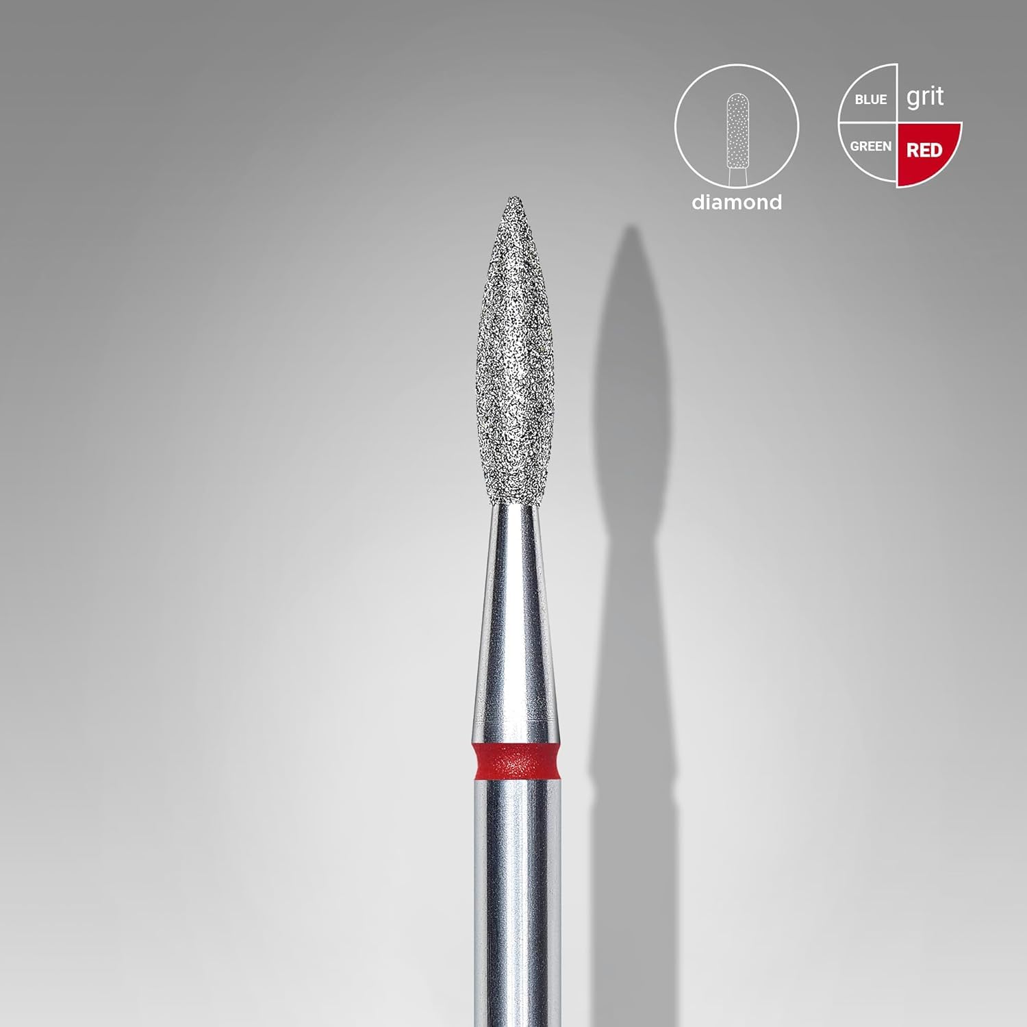 STALEKS PRO - Punta diamantata – Fiamma affilata (anello rosso) I kit di scarico per unghie I kit di levigatura per levigatrici elettriche, punta per manicure e pedicure (FA11R021/8)