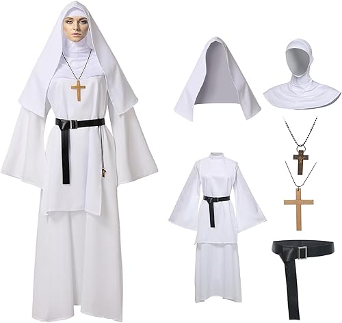 BPURB Disfraz de monja para mujer para fiesta de Halloween