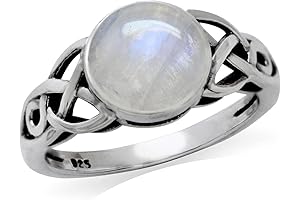 Silvershake 925 Sterling Silver Moonstone Solitaire Celtic Knot Ring