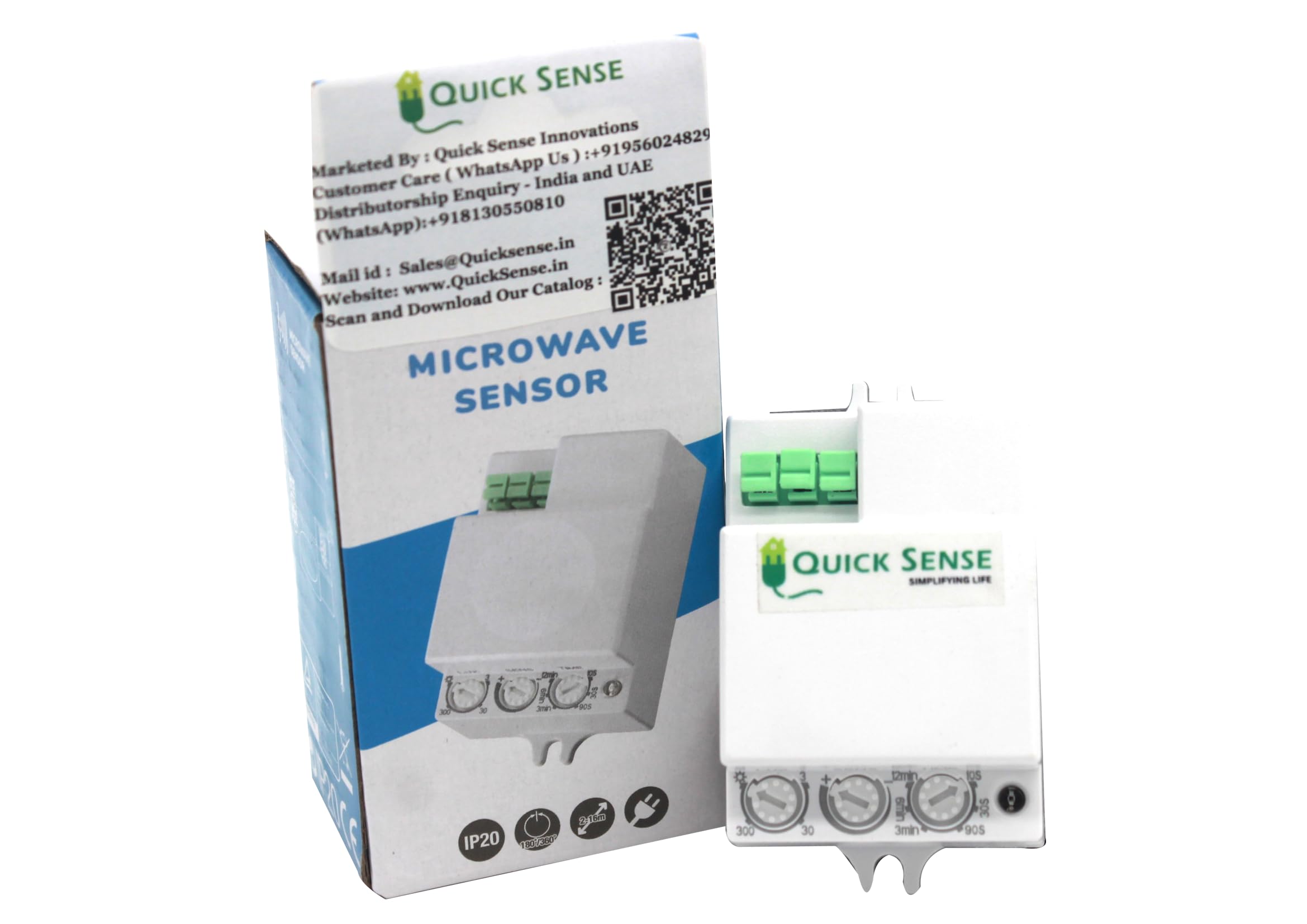QUICK SENSE (QS-M5A) Microwave Radar Motion Sensor Occupancy Body Motion Detector Small Sq Shape
