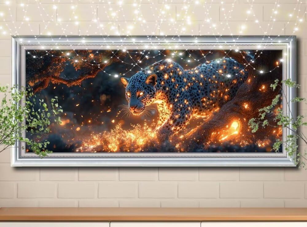 5D Gepard, drewno diamentowe malowanie dla dorosłych, DIY diamentowe malowanie dla dorosłych duży rozmiar 100 x 200 cm, DIY diamentowy haft Rhinestone Ścieg krzyżykowy Malarstwo do dekoracji wnętrz