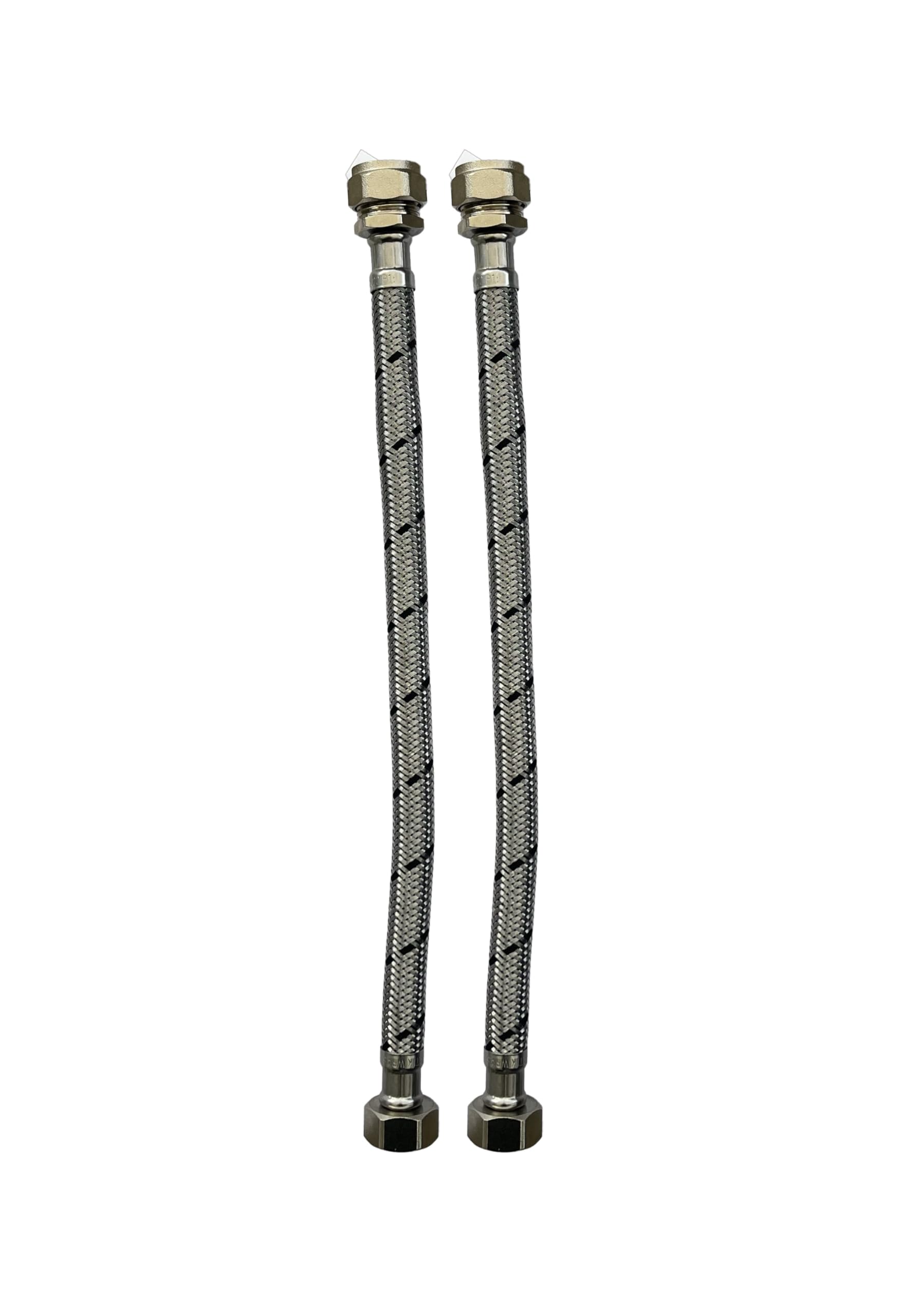 WRAS 15mm Flexible Hose, Double Pack 15mm x 1/2inch Flexi 300mm Durable Flexible Braided Tap & Inlet Valve Connector - Image 2