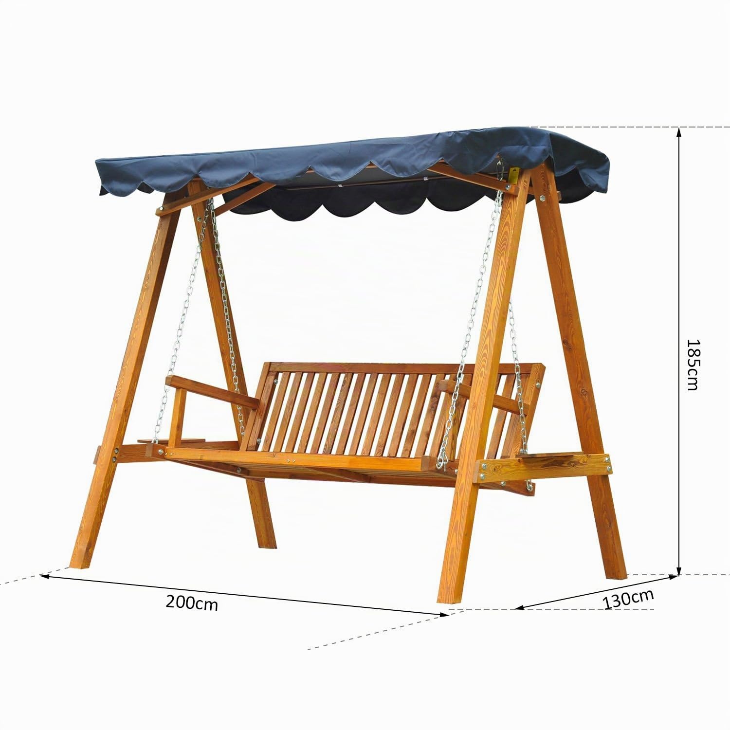 Outsunny - Dondolo con baldacchino 3 posti altalena da giardino panchina swing in legno