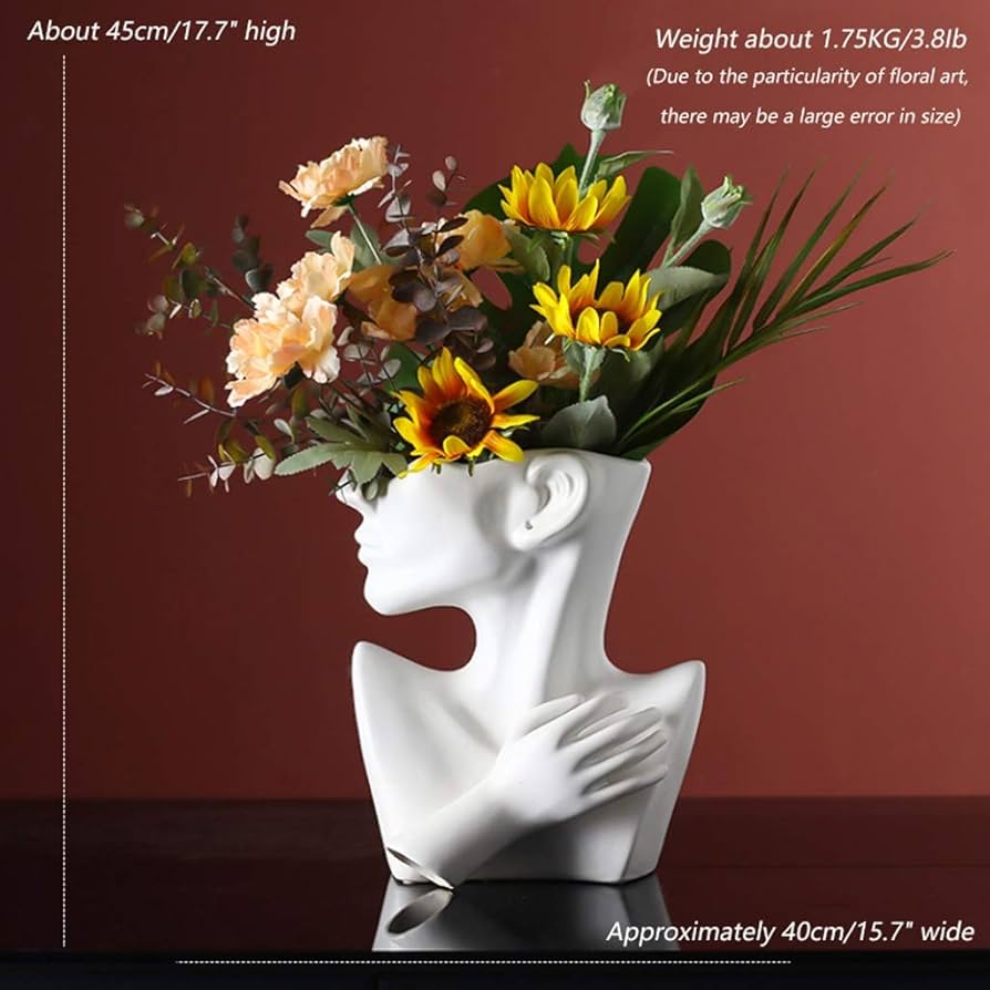 Amazon｜花瓶の顔をした人工花の装飾セラミック花瓶、人工フラワー