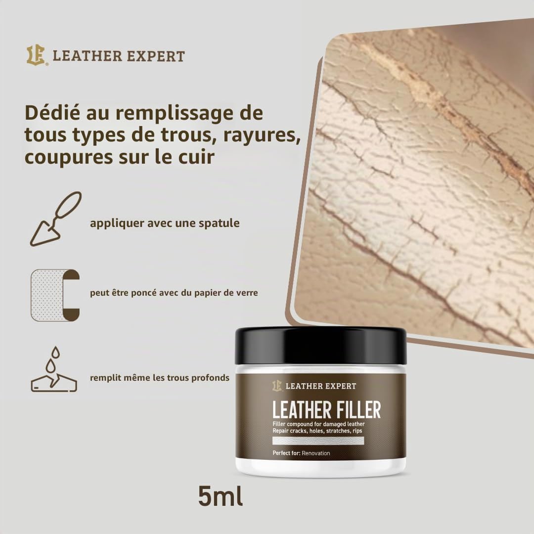 Kit de soin et réparation de volant en cuir expert noir - Restaurez le cuir endommagé du volant de voiture, siège de voiture, veste de canapé, rafraîchissez la couleur et entretenez le cuir