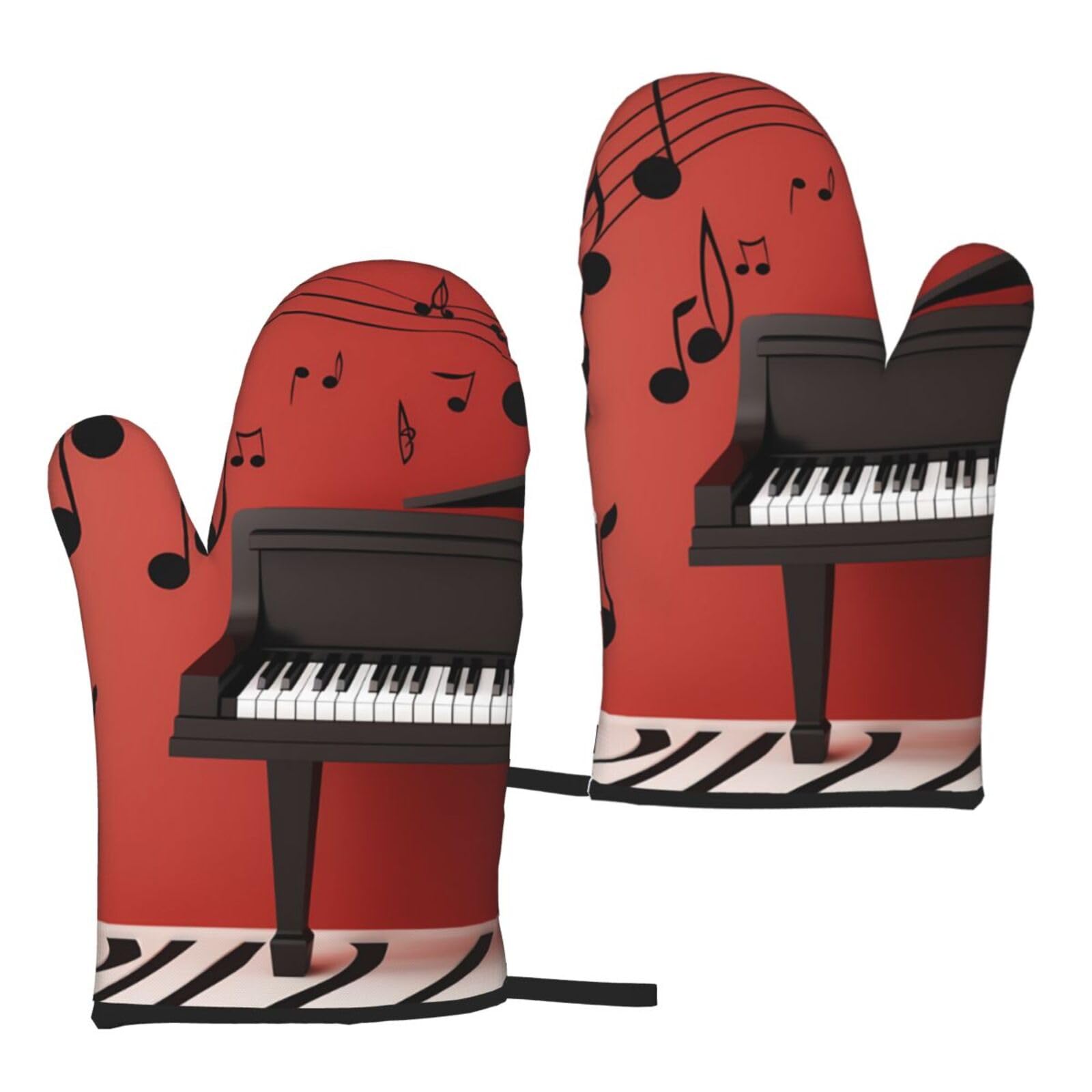 Oven Mits Music Note Piano Baking Gloves Set Of 2 Heat-Resistant Kitchen Gloves Women Men Cooking Bbq Grilling Microwave