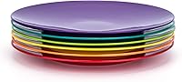 Vista 3 de KX-WARE Platos de melamina, juego de 6 platos llanos de 10.5 pulgadas, multicolor, 100% melamina aptos para lavavajillas, sin BPA